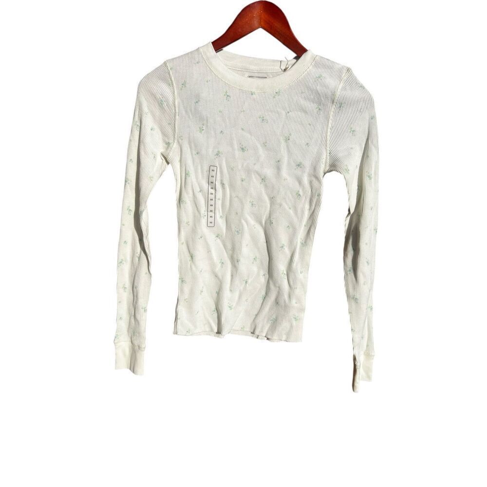 Alpine design woman’s XS white ditsy print waffle knit thermal baselayer comfort
